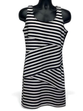 Michael Kors Striped Bodycon Dress Black White Size 10 Sculpting